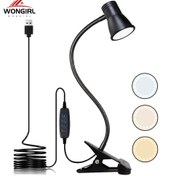 Resim 1 adet 360° Ayarlanabilir Klipsli Masa Lambası, USB Güçlü Masaüstü Okuma Işığı, 3 Renk Sıcaklık Ayarları, Karartılabilir Push Button Kontrolü, Yatak Yanı, Çalışma ve El Sanatları için Esnek Boyun - Plastik, Uzay Teması, Pil Dahil Değil 