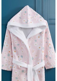 Resim Daisy Desen Dijital Baskılı Genç Çocuk Bornozu Pudra 