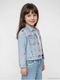Resim LC Waikiki NEVAVM Farkıyla LCW Kids Mavi Gömlek Yaka Çiçekli Kız Çocuk Jean Ceket - S6N920Z1-V2T 