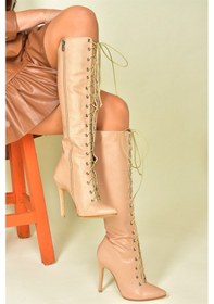 Resim Fox Shoes Ten İnce Topuklu Kadın Çizme N372794109 Ten 