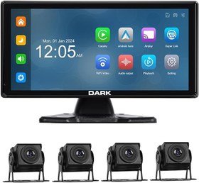 Resim Dark 10.36" Kamyonet, TIR, Karavan, Büyük Araçlar için Apple CarPlay & Android Auto, Ekran Yansıtma, 360° Panaromik Sistem 4 Kameralı Torpido Üstü Araç Multimedya Ekranı 