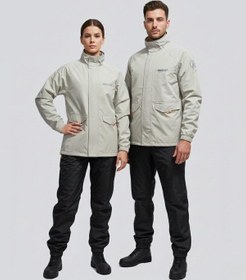 Resim Gri Suya Dayanıklı Alt Üst Motosiklet Yağmurluk Seti Taşıma Kılıflı, Oxford Kumaş Membranlı 