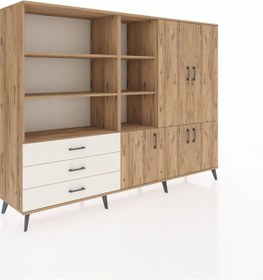 Resim Hyperion Dolap 11 Raflı 3 Çekmeceli 5 Kapaklı 220x44x163 Çam-çam/ Çam-çam/aytaşı 