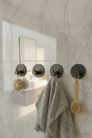 Resim Zift Unique 4 Adet Oval Paslanmaz Çelik Siyah Banyo Askısı / Bornoz Askısı / Havlu Askısı / Lif Askı / Havluluk 