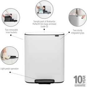 Resim Brabantia geri dönüşüm pedallı kova, çelik, beyaz, büyük (2 x 30 l) 