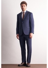 Resim İmza Lacivert Mono Yaka Kendinden Desenli Esnek Bel 4 Drop Comfort Fit Takım Elbise 1001255169 Lacivert 