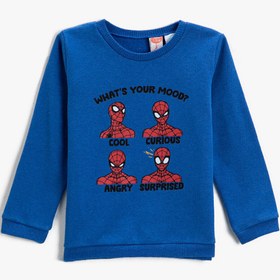 Resim Erkek Bebek Spiderman Baskılı Sweatshirt Bisiklet Yaka Lisanslı 