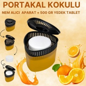 Resim 2 Adet 500 gr Nem Alıcılı ve Rutubet Giderici Aparat Üçgen Portakal (Tablet Dahil) 