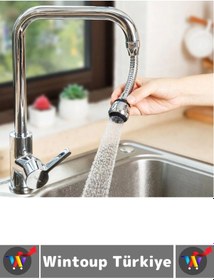 Resim Premium 360 Derece Dönebilen Su Tasarruflu 2 Modlu Hortumlu Dayanıklı Spiral Esnek Musluk Başlığı 