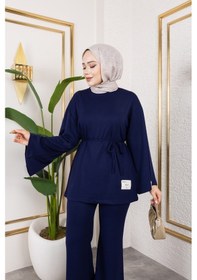 Resim Nevayla Moda Mevsimlik Modal Kumaş Takım - T114 Lacivert 