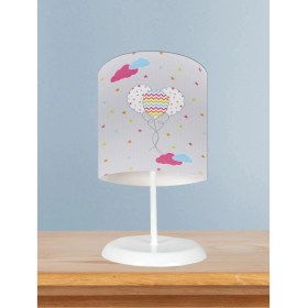 Resim Bebek ve Çocuk Odası Renkli Bulutlu ve Balon Desenli Abajur 