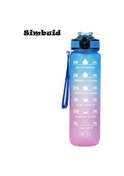Resim 1 Litre Büyük Kapasiteli Spor Su Şişesi Sızdırmaz Renkli Plastik Bardak İçme Blue Purple 900-1000ml Blue Purple 