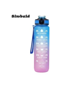 Resim 1 Litre Büyük Kapasiteli Spor Su Şişesi Sızdırmaz Renkli Plastik Bardak İçme Blue Purple 900-1000ml Blue Purple 