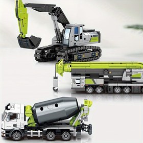 Resim SEMBO BLOCK Yapım Seti - İnşaat Araçları Seti, STEM Eğitici Oyuncak, Ekskavatör, Vinç, Beton Mikseri ve Damperli Kamyon Modelleri İçerir, Dayanıklı ABS, 6-8 Yaş İçin, Doğum Günü Hediyesi 
