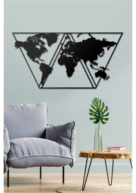 Resim Üçgen Metal Dünya Haritası 