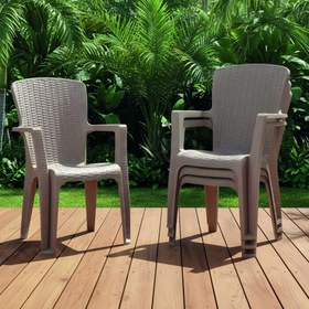 Resim Evdemo Side 4'lü Rattan Sandalye Cappuccino 