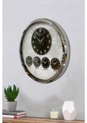 Resim 5 Li Otel Dünya Duvar Saati Metal Krom Çerçeve Çap 52 Cm Gümüş 