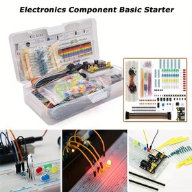 Resim 830 adet/ Kutu Başlangıçlar için Arduino Uyumlu Kiti | 830 Bileşenli Tam Set | Ekmek Tahtası + Bağlantı Tel + Direnç + Sensör | Elektronik DIY Deney İhtiyacı Kutusu | UNO R3 Program Öğretim ile Uyumlu 