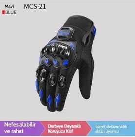 Resim Yingfu Mavi Darbeye Dayanıklı 4 Mevsim Eldiven - Motosiklet Eldiveni, Yüksek Koruma Eldiven 