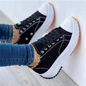Resim Kadın Desen Kanvas Sneaker Kadın Rahat Ayakkabılar 2023 Kadın Sneakers Ayakkabı Black 43 Black Siyah 