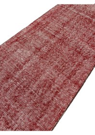 Resim El Dokuma Vintage Yolluk 55x300 Düz Kırmızı Renk Eskitme Halı Kırmızı 