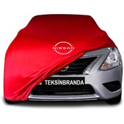 Resim ULTRASHOP Nissan Almera 3 N17 Kırmızı Kumaş Araba Branda Logolu Penye Oto Branda 