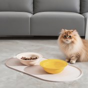 Resim 1 Adet Kaymaz, Su Geçirmez ve Dökülmeye Karşı Tasarım Kedi Beslema Matı, Çıkık İlkleri & Yemek Ağzı ile Oval Evcil Hayvan Mama Bezi - Islak/Kuru Mamanın Kolay Temizlenebilen Dayanlıklıyüzeyi, Şeytan ısırığa Direnli Koruyucu Köpek Kaplarine Uyumlu (kediler içozygur) 