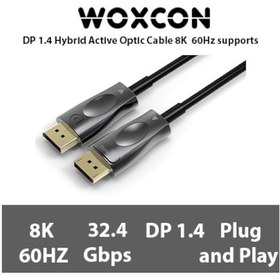 Resim Woxcon Hibrit AOC Kablolar DP 1.4 8K 60 Hz Fiber Optik Kablo 20 M 