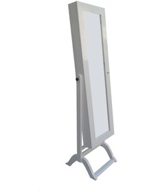 Resim Ayna Takı Dolabı Boy Ahşap Mdf Parlak Beyaz Lake Natüre Klasik Mobilya El Yapım Beyaz 