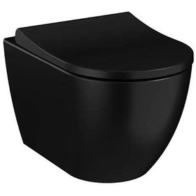 Resim VitrA S60 Kanalsız Mat Siyah Asma Klozet + VitrA Slim Yavaş Kapanır Kapak 