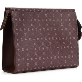 Resim Kadın Kahve Bahels Monogram Portföy Clutch Çanta 