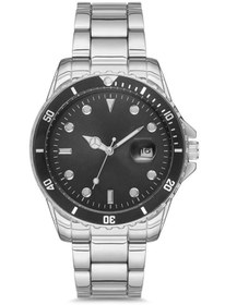 Resim ÇENÇEN Takvimli Gümüş Çelik Kordon Siyah Kadranlı Erkek Kol Saat Rolex Model 