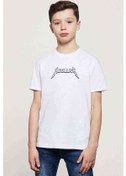 Resim Metallica Logo Gölgeli Baskılı Unisex Çocuk Beyaz T-Shirt 