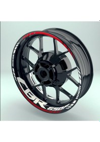 Resim Şık Tasarım Motosiklet Jant Şeridi Cbr650f Uyumlu Beyaz-kırmızı Sağ-sol/ön-arka 