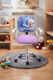 Resim Depolife Frozen Ofis Ders Çalışma Faliyet Koltuğu Karlar ülkesi Çocuk Odası Sandalyesi Döner krom ayak lila 