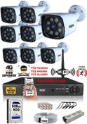 Resim Ids 8 Kameralı 5mp Sony Lensli 1080p Fullhd Gece Renkli Kamera Seti Su Geçirmez Cepten İzle 