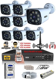 Resim Ids 8 Kameralı 5mp Sony Lensli 1080p Fullhd Gece Renkli Kamera Seti Su Geçirmez Cepten İzle 