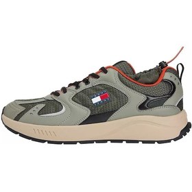 Resim Erkek Farklı Materyalli Runner Sneaker - Yeşil Pewter Green 