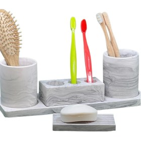 Resim Marble Sersi Beton Diş Fırçalık Macunluk Gri 