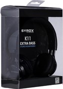 Resim Syrox K11 Extra Bass 1.50mt 3.5mm AUX Kablolu Mikrofonlu Kulak Üstü Kulaklık - Siyah 
