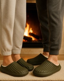 Resim Beyond Unisex Haki Homey İçi Yumuşacık Kürklü Su Geçirmez Kışlık Ev Terliği 3cm BYNDHFAY01 - HAKİ / 3 