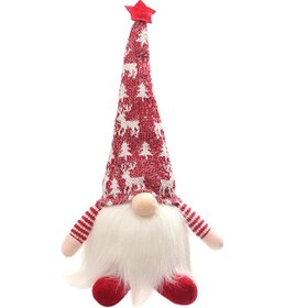 Resim El Yapımı Noel Işıklandırma Cücesi Dekorasyonu Cüce Peluş Bebek Noel Dekoru Cüce Oturan Dekor Kahve Barı/ev Dekoru, Kırmızı Kısa Bacaklar Kırmızı 