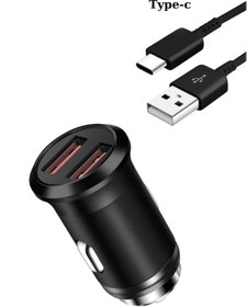 Resim Favors Araç Içi Telefon Şarj Başlığı Çift Girişli Oto Çakmaklık Hızlı Şarjı Cihazı Type-c -micro-lightning 