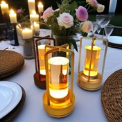 Resim 1 adet USB Şarjlı Retro Kristal Masa Lambası, Dokunmatik Kontrol ve 3 Renkli Kısılabilir Aydınlatma - Yatak Başı, Bar, Parti, Restoran, Dış Mekan Kampı için Sıcak Işık - Modern Geometrik Tasarım, Yukarı Aydınlatma, Bağımsız Montaj, Fiş Gerekmez 