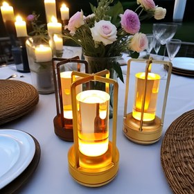 Resim 1 adet USB Şarjlı Retro Kristal Masa Lambası, Dokunmatik Kontrol ve 3 Renkli Kısılabilir Aydınlatma - Yatak Başı, Bar, Parti, Restoran, Dış Mekan Kampı için Sıcak Işık - Modern Geometrik Tasarım, Yukarı Aydınlatma, Bağımsız Montaj, Fiş Gerekmez 