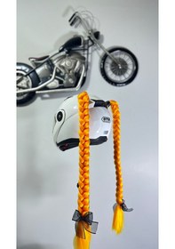Resim Motor & Motosiklet Çift Turuncu Örgü Saç Kask Dış Aksesuarı Diğer 