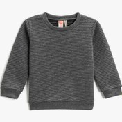 Resim Erkek Bebek Basic Dokulu Basic Sweatshirt Bisiklet Yaka Uzun Kollu 