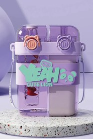 Resim Pofika Yeah Çift Bölmeli Suluk Mor Renkli Boyun Askılı Çift Içimli Okul Çocuk Suluğu Bpa Içermez 