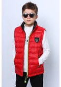 Resim Erkek Çocuk Şişme Yelek Düz Renk Fermuar Cepli E16 Hcm00324 Kırmızı 