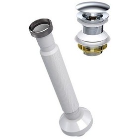 Resim İz Yapı Klik Klak Metal Üst Gövde Lavabo Sifonu Körüklü Pop-up beyaz 